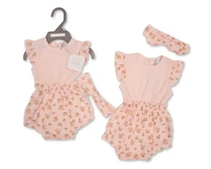 Baby Girls Faux 2 Pcs Set With Headband - Roses