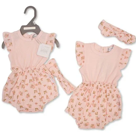 Baby Girls Faux 2 Pcs Set With Headband - Roses