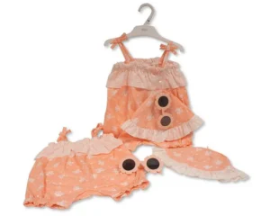 Baby Girls 2 Pcs Romper Set With Sunglasses - Butterflies