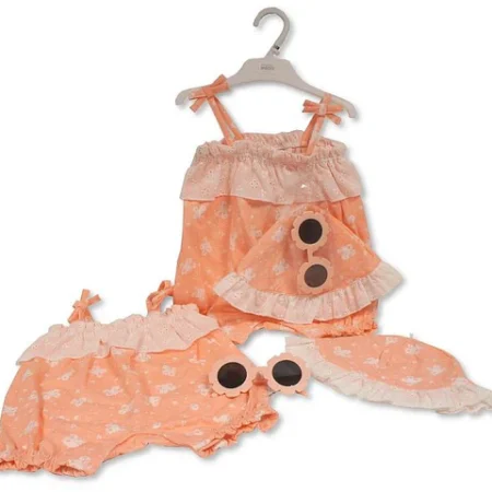 Baby Girls 2 Pcs Romper Set With Sunglasses - Butterflies