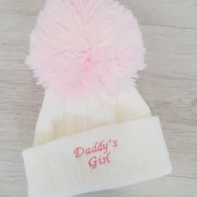 Daddy’s Boy Pom Pom Hat- White- Newborn (copy)