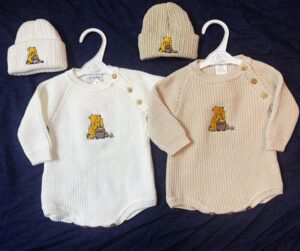 Knitted Winnie The Pooh Romper With Hat- White