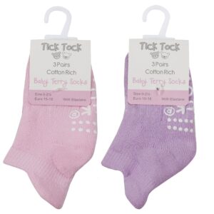 Baby Girls 3 Pack Terry Trainer Liner Socks With Grippers