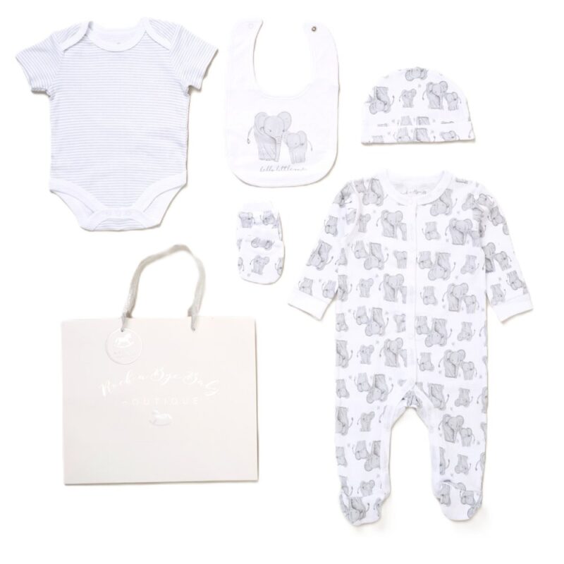 'hello Little One' Elephant 6 Piece Mesh Bag Gift Set