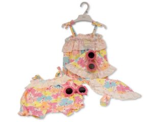 Girls 2pc Romper Set With Sunglasses