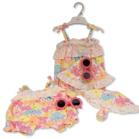 Girls 2pc Romper Set With Sunglasses