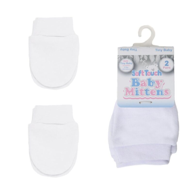 White 2 Pack Premature Anti-scratch Mittens