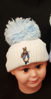 Rabbit Pom Hat- 6-12m- Blue (copy)