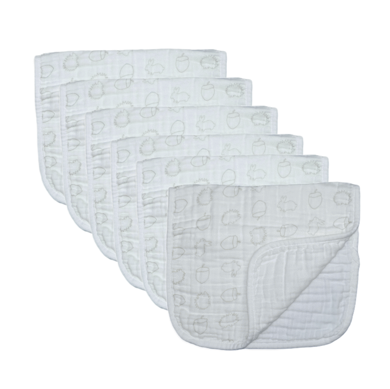Muslinz 6 Pack 3 Ply Cotton Muslin Burp Cloths- White (copy)