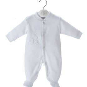 Dandelion Rabbit & Star Ribbed Sleepsuit White