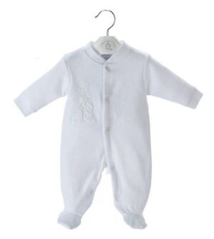 Dandelion Rabbit & Star Ribbed Sleepsuit White
