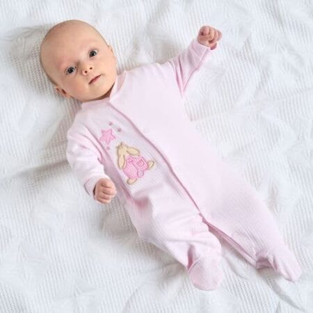 Dandelion Rabbit & Star Ribbed Sleepsuit White (copy)