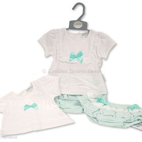 Baby Girls 2 Pieces Set With Lace And Bow