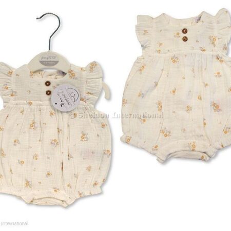 Baby Girls Cotton Romper - Flowers