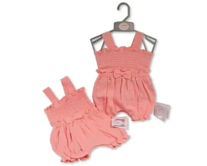 Baby Girls Romper With Smocking And Bow