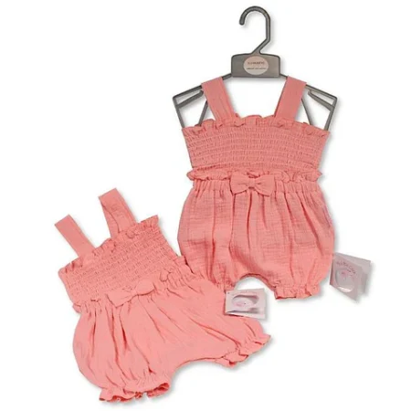 Baby Girls Romper With Smocking And Bow