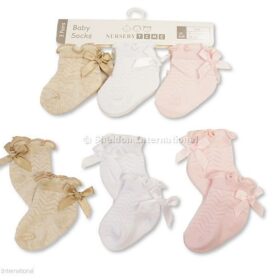 Baby Girls Socks With Small Bow – 3-pack – 3 Colours