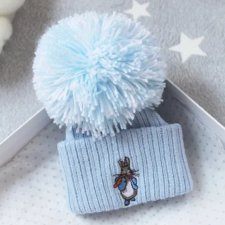 Rabbit Pom Hat- 6-12m- Blue