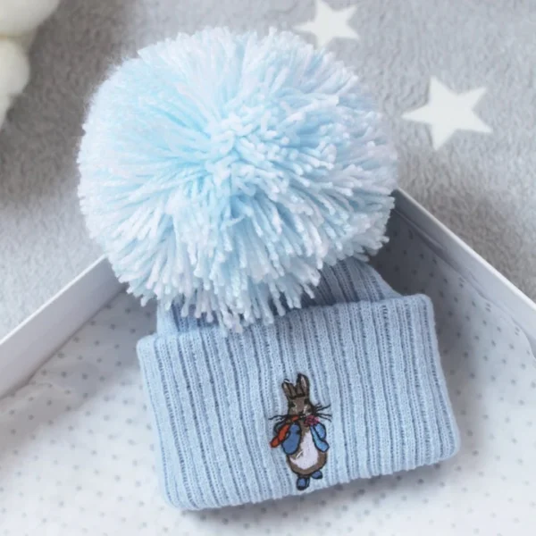 Rabbit Pom Hat- 6-12m- Blue