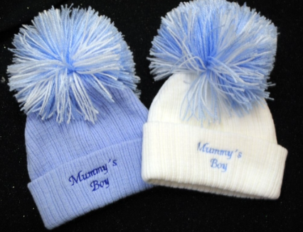 Mummy's Boy Pom Hat- Blue