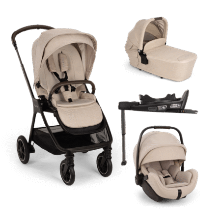 Triv™ Next + Lytl™ + Arra™ Flex + Base™ Curv Travel System- Biscotti