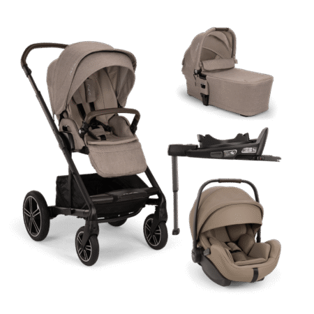 Nuna Mixx™ Next + Mixx™ Next Carry Cot + Arra™ Flex + Base Curv Travel System- Biscotti (copy)