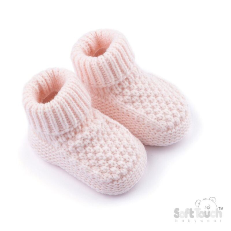 Pink Ribbed Bootees