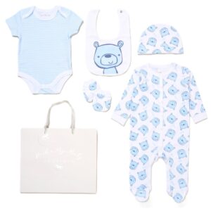 Baby Boys Teddy 6 Piece Mesh Bag Gift Set