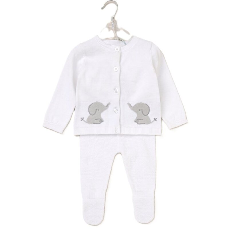 Baby Unisex Elephant Knitted 2 Piece Outfit