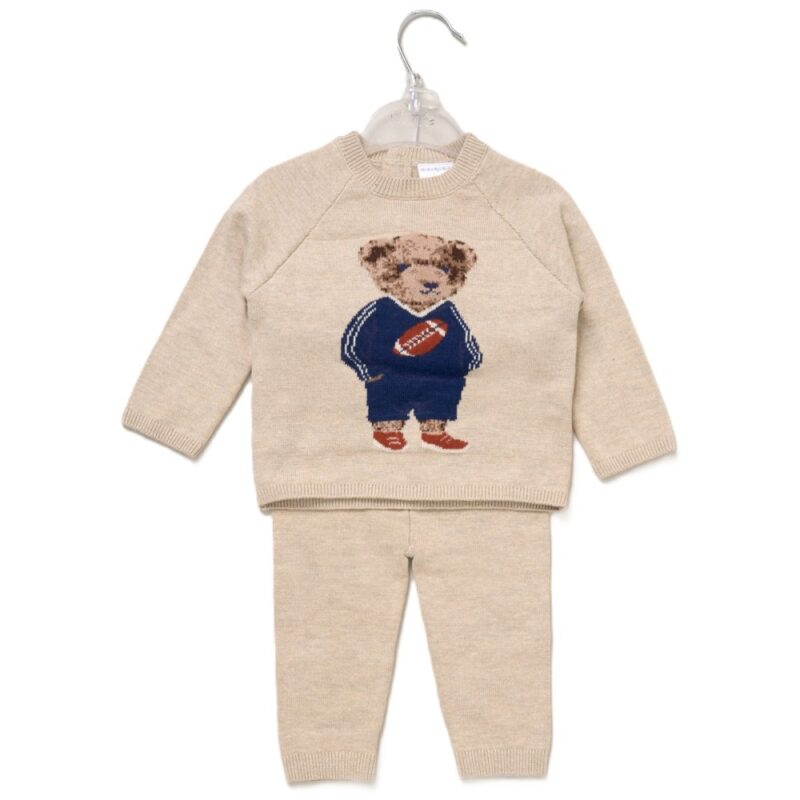 Baby Boys Bear Knitted 2 Piece Outfit
