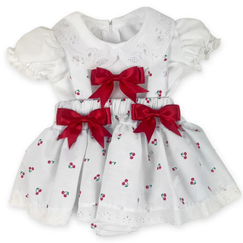 Baby Girls White & Cherry Print Two-piece Summer Outfit