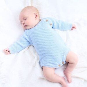 Dandelion Long Sleeve Knitted Romper- Blue