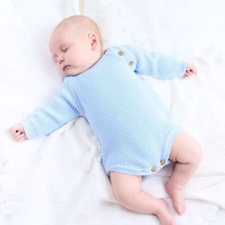 Dandelion Long Sleeve Knitted Romper- Blue