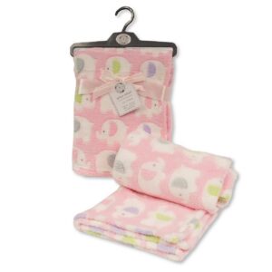 Baby Pink Elephant Jacquard Blanket