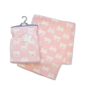 Baby Printed Teddy Wrap- Pink