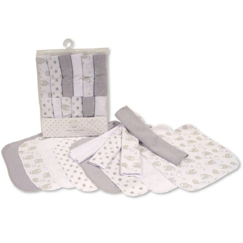 Baby Wash Cloths 12-pack - Grey