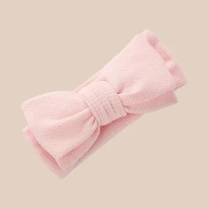 Waffle Knit Baby Bow Headbands 0-6m- Pink