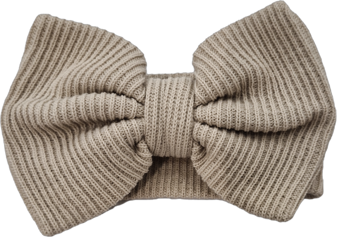 Waffle Knit Baby Bow Headbands 0-6m- Taupe