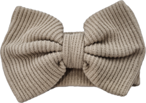 Waffle Knit Baby Bow Headbands 0-6m- Taupe