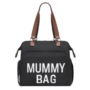 Kono Large Nappy Changing Tote Bag With Shoe Compartment, Insulated Pockets & Waterproof Zip Pocket - Black