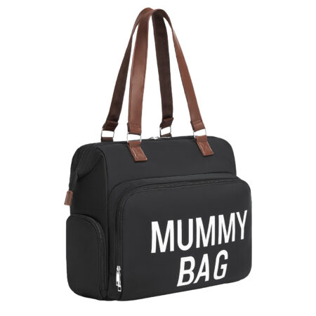 Kono Large Nappy Changing Tote Bag With Shoe Compartment, Insulated Pockets & Waterproof Zip Pocket - Black