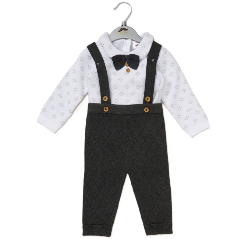 Baby Boys Knitted Bow Tie Bodysuit & Trousers With Braces (copy)