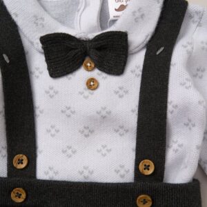 Baby Boys Knitted Bow Tie Bodysuit & Trousers With Braces (copy)