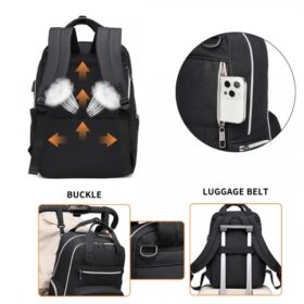 Kono Classic Multi Functional Changing Backpack With Usb Charging Interface – Black