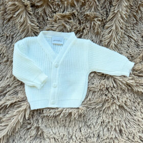 White ‘hello World’ Knitted Cardigan