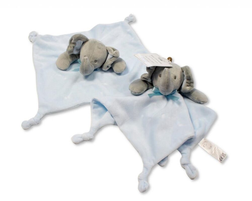 Elephant Baby Comforter - Blue/grey