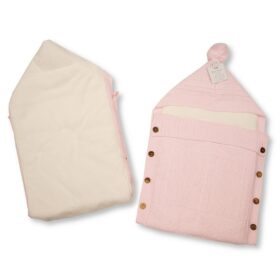 Knitted Baby Nest With Padding- Pink