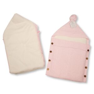 Knitted Baby Nest With Padding- Pink