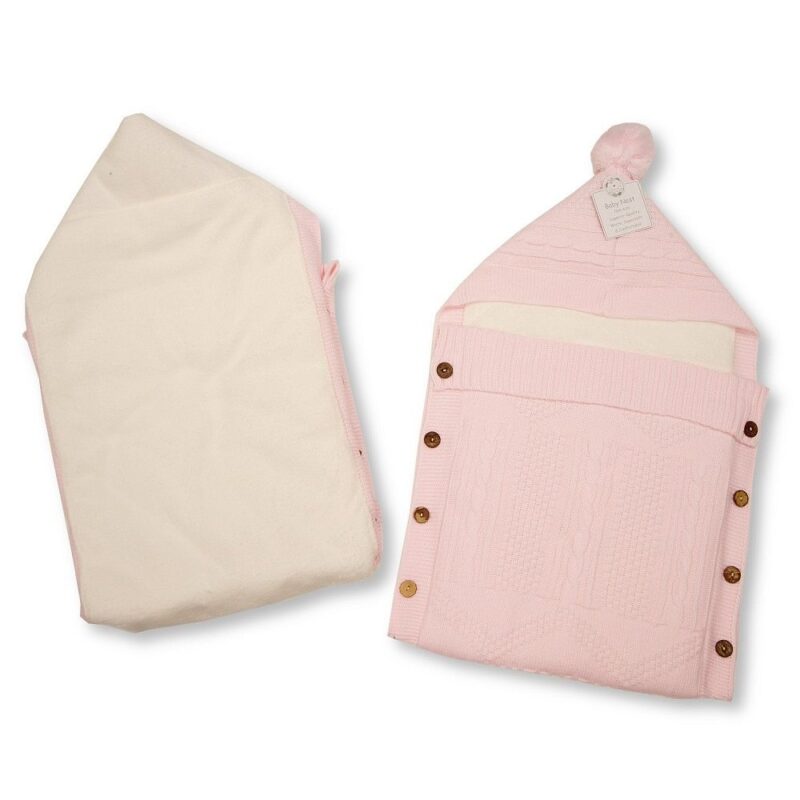 Knitted Baby Nest With Padding- Pink