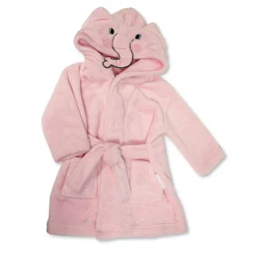 Baby Hooded Bathrobe - Elephant - Pink